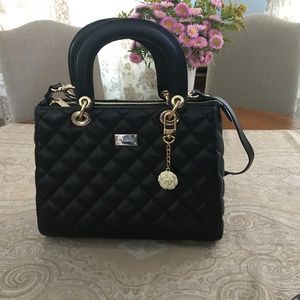St. John Black Quilted Leather Handbag